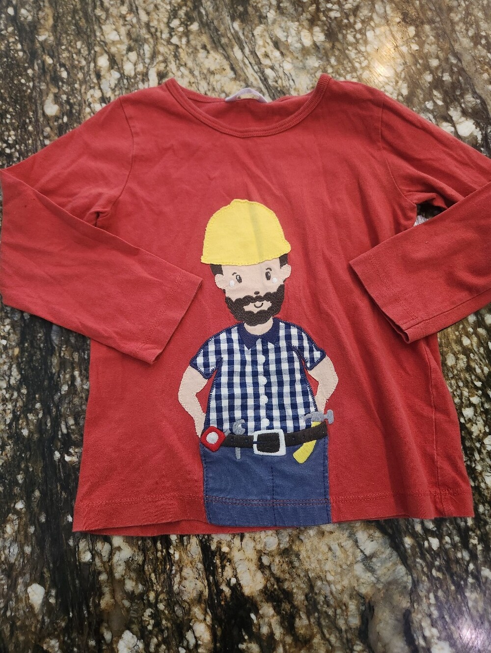 Red Long-Sleeve Kids' Construction Graphic Tee